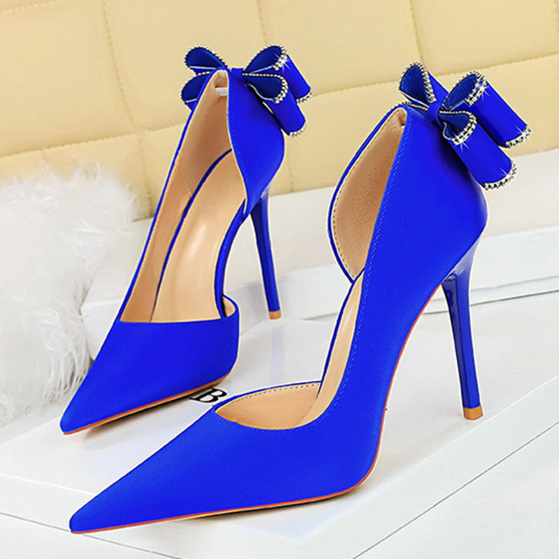 Sexy Low-cut Pointed Toe Rhinestone Stiletto Heel High Heels