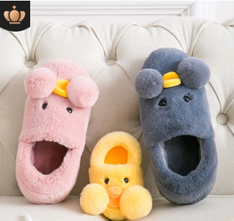 Winter cute cartoon kids cotton shoes for men and women baby shoes small yellow duck cotton slippers children