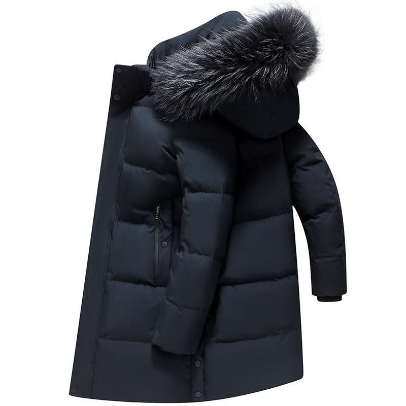 Fur Collar Mid-length Light Luxury Thickened Warm Cold-resistant Hooded Down Jacket